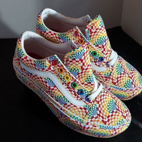 BRAND NEW SHOES VANS OLD SKOOL PLATFORM PRIDE/MULTI/TRUE WHITE - Picture 6 of 16